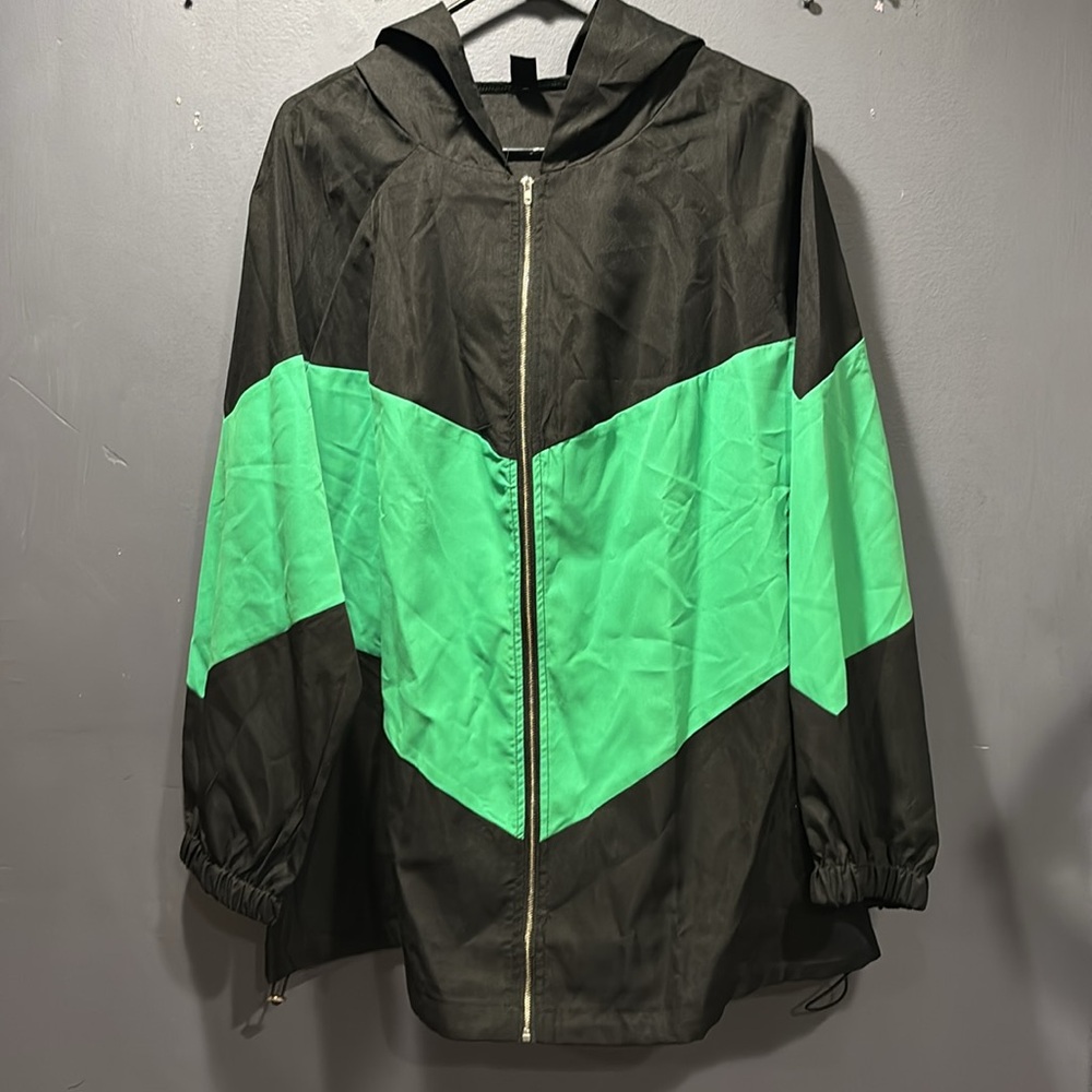Plus Size Windbreaker Hooded Jacket